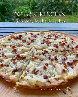 Fränkischer Zwiebelkuchen, leicht, schnell & lecker

Fränkischen Zwiebelkuchen kommt fast wie ein Flammkuchen daher, mit einem knusprigen Boden aus Hefe- oder Weizen-Sauerteig, belegt mit Zwiebeln, Schinkenspeck, Kümmel, Pfeffer und ein bisschen Sahne.

Fränkischer Zwiebelkuchen ist blitzschnell fertig und landet auch nicht eins zu eins auf der Hüfte. Versprochen.

+ Zutaten
250 g Mehl
10 g Hefe
2 EL Öl
1/2 gestrichener TL Sals
1 TL Zucker

+ Vorteig aus
Hefe
Zucker
3 EL Mehl
handwarmes Wasser
15 min bei Zimmertemperatur gehen lassen

+ Hefeteig herstellen aus
Vorteig, Mehl, Salz, restl. Wasser
kräftig kneten
etwa 1 Std. gehen lassen (warm und ohne Zugluft)

+ Teig ausrollen auf Backblechgröße
+ belegen mit:
5-6 Zwiebeln, in dünne Scheiben geschnitten
1oo g Katenschinken oder geräucherten Schinken, fein gewürfelt
Kümmel, Salz, Pfeffer aus der Mühle

Zum Schluss knapp 1 Becher süße Sahne darüber träufeln.

Backen im vorgeheizten Ofen
Ober- und Unterhitze
200°C, mittlere Schiene, 25-30 min

Im Blog: Frankens schneller, leichter Zwiebelkuchen https://www.wo-blumenbilder-wachsen.de/schneller-leichter-zwiebelkuchen/

Kurz: https://www.insbeet.de/Zwiebelkuchen

#zwiebelkuchen #onions #backen #spezialität #franken #backenistliebe #rezept #selbstgebacken #franconia #oberfranken #rezeptaufdemblog #foodblogger_de #foodblogliebe #infranken #rezeptideen #onion #leckerschmecker #mittelfranken #bayern #rezeptidee #backenmachtglücklich #hausmannskost #backenmachtspass #nürnberg #pikant #regional #gesunderezepte #saisonal #schmeckt #einfachlecker